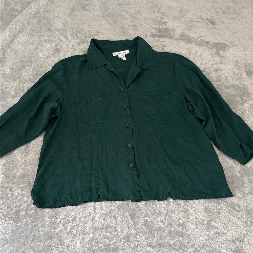 Anna And Frank Forest Green Button-Down Silk Shirt